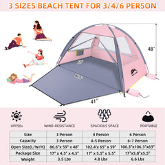 Happy Travel Beach Tent ventilation windows demonstrating cooling airflow and privacy.