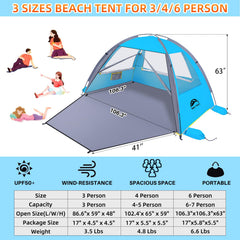 Happy Travel Beach Tent ventilation windows deliver cool breeze and clear beach views.