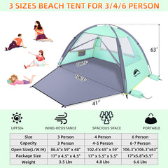 Happy Travel Beach Tent ventilation windows provide airflow and beach views