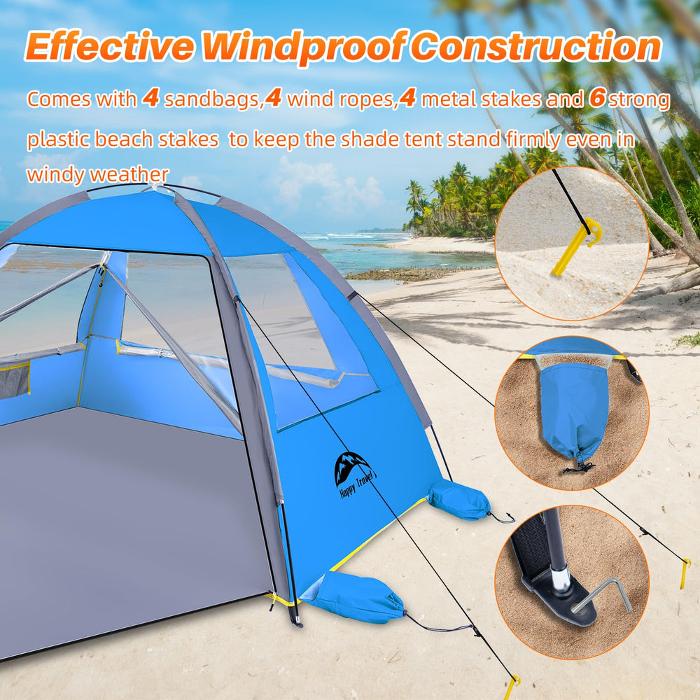 Happy Travel beach tent windproof poles ensure stable shelter in gusty conditions