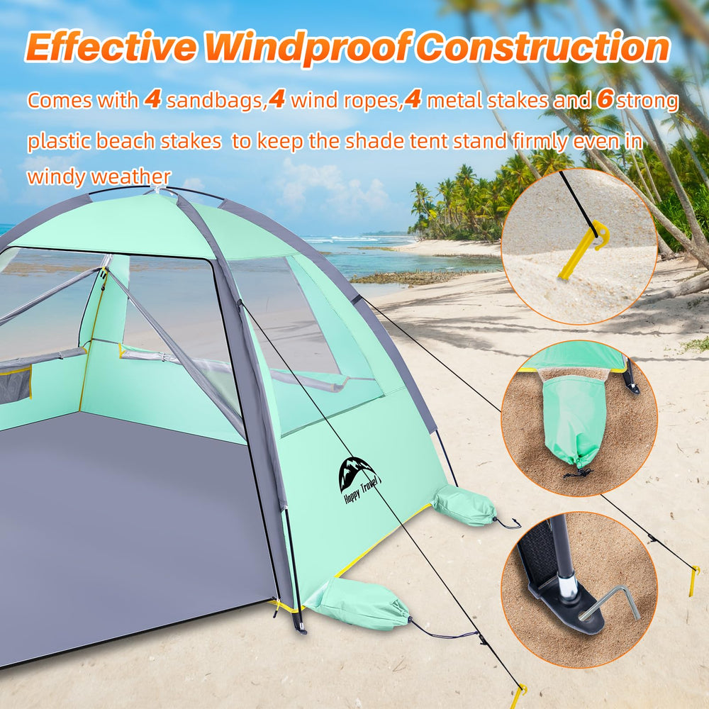 Happy Travel Beach Tent windproof design with stakes for stability