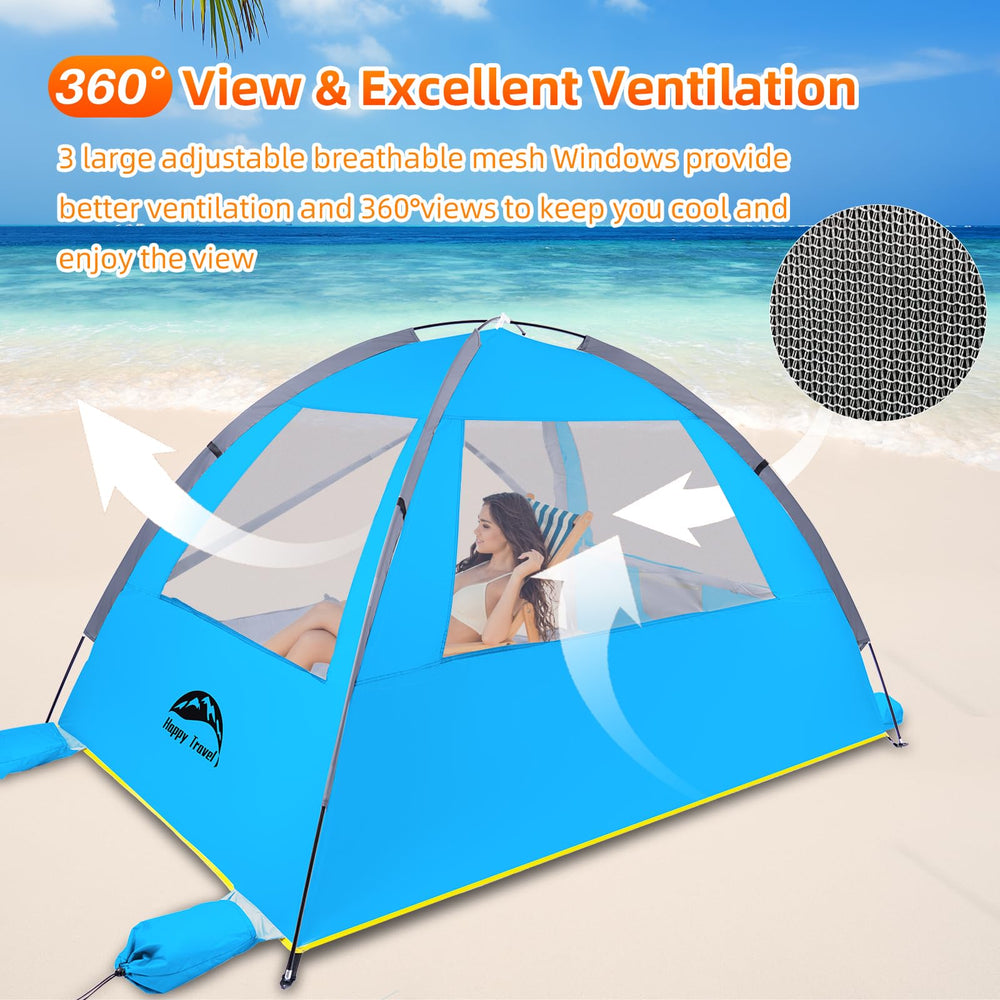 Happy Travel Beach Tent windproof design helps keep shade steady