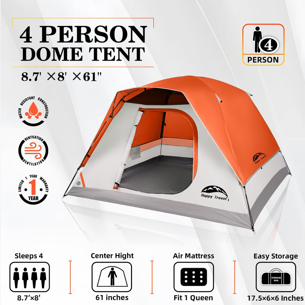 Happy Travel Camping Tent interior spacious layout with room for four and gear