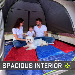 Happy Travel camping tent queen air mattress fit shows versatile sleeping arrangements.
