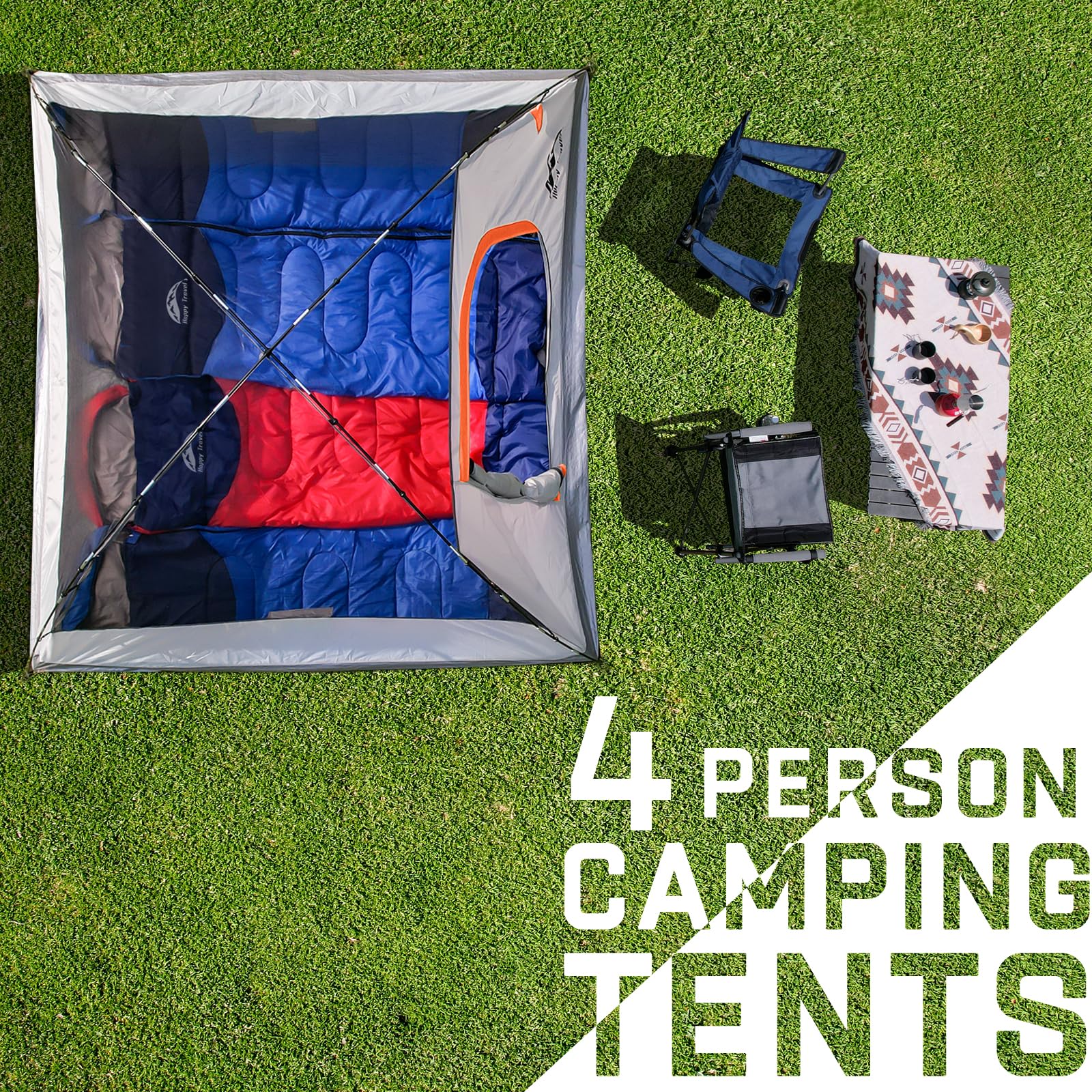 Happy Travel Camping Tent removable rainfly offers shade and weather versatility