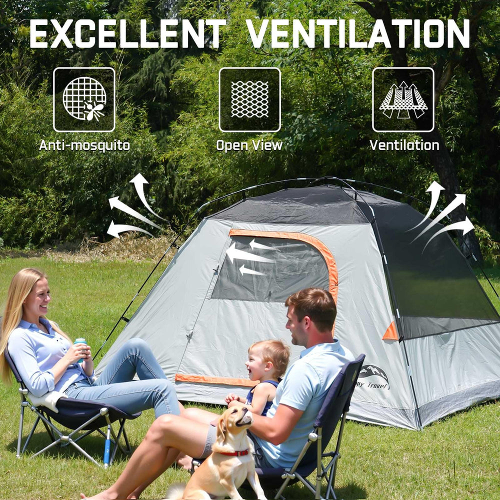 Happy Travel Camping Tent waterproof PU coating up to 2000mm for weather protection