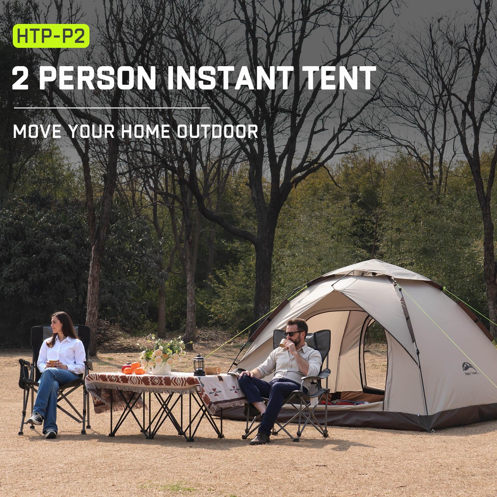 Happy Travel fiberglass poles provide wind-stable support for outdoor use.