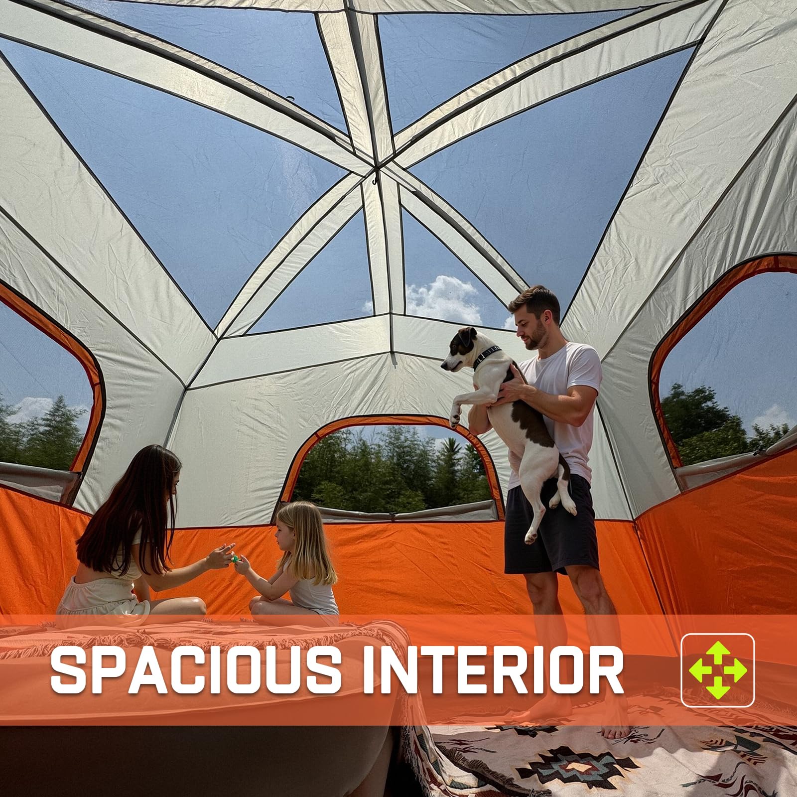 Happy Travel tent with five large mesh windows for ventilation