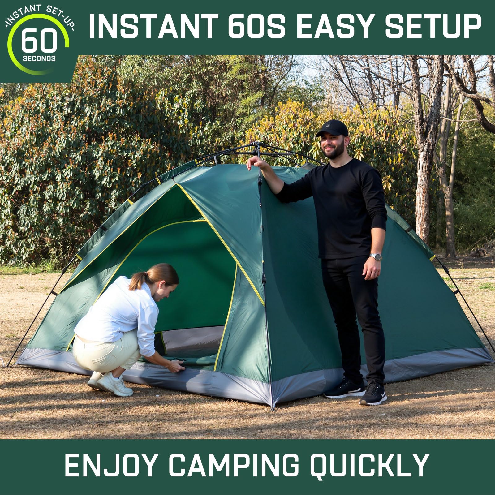 Happy Travel tent with fiberglass poles demonstrates durability and wind resistance.
