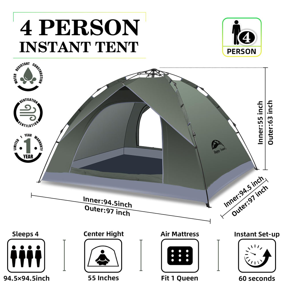 Happy Travel tent interior with breathable mesh door provides ventilated comfort during warm nights