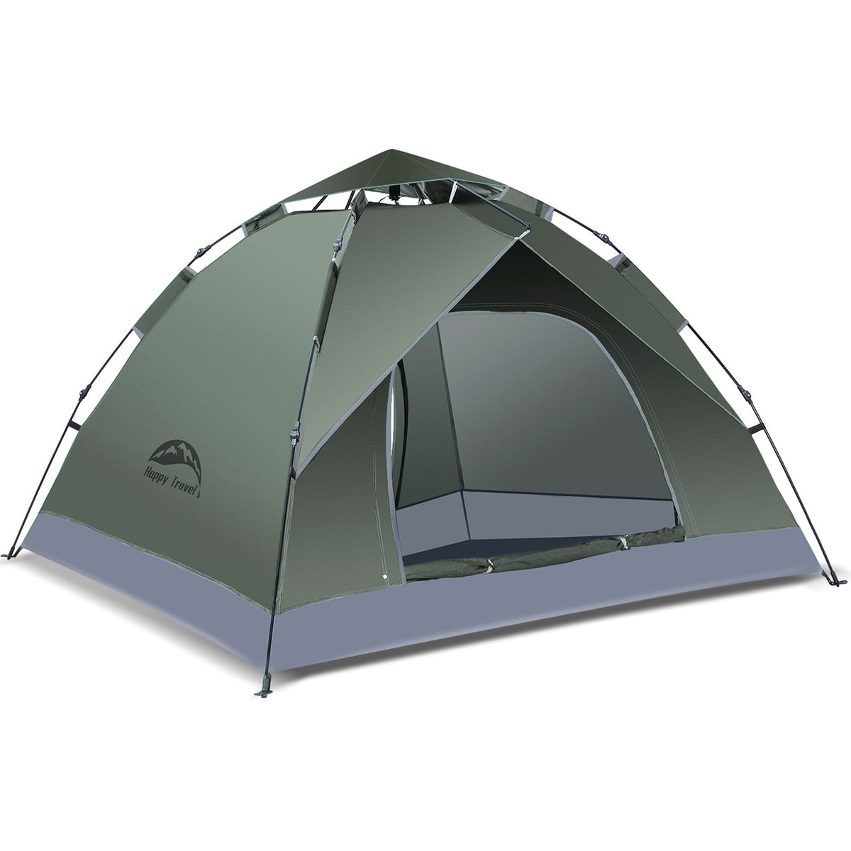 Happy Travel tent open shows rapid pop-up setup for busy campers.
