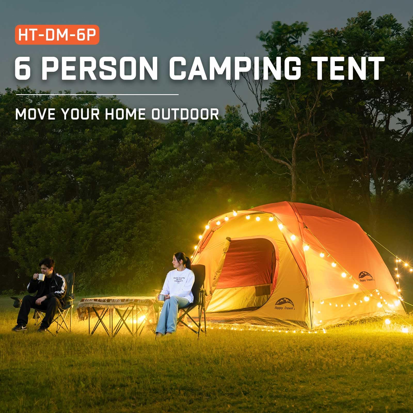 Happy Travel tent with rainfly removed night view for stargazing and open-air feel.