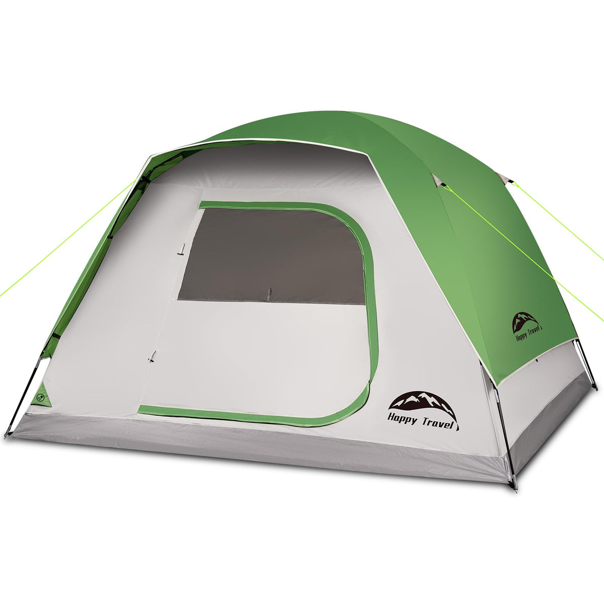 Happy Travel tent spacious interior shows room for gear and a king-size air mattress.