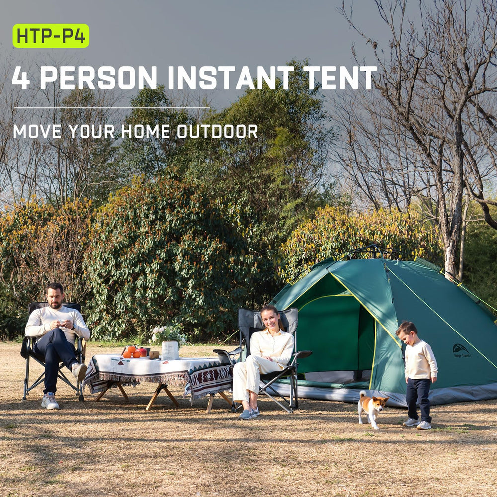 Happy Travel tent waterproof outer with PU coating offers rain protection.