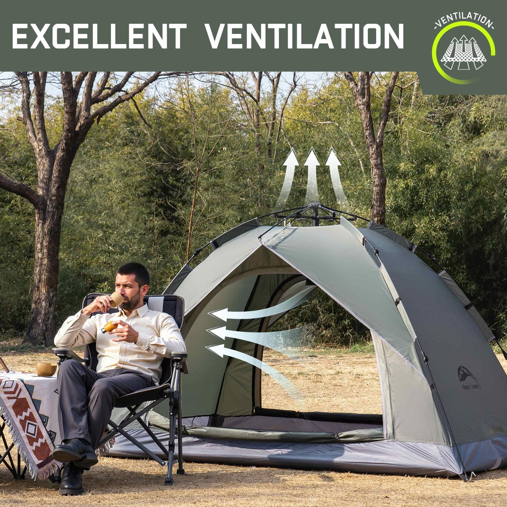 Happy Travel tent waterproof coating protects against rain and damp ground.