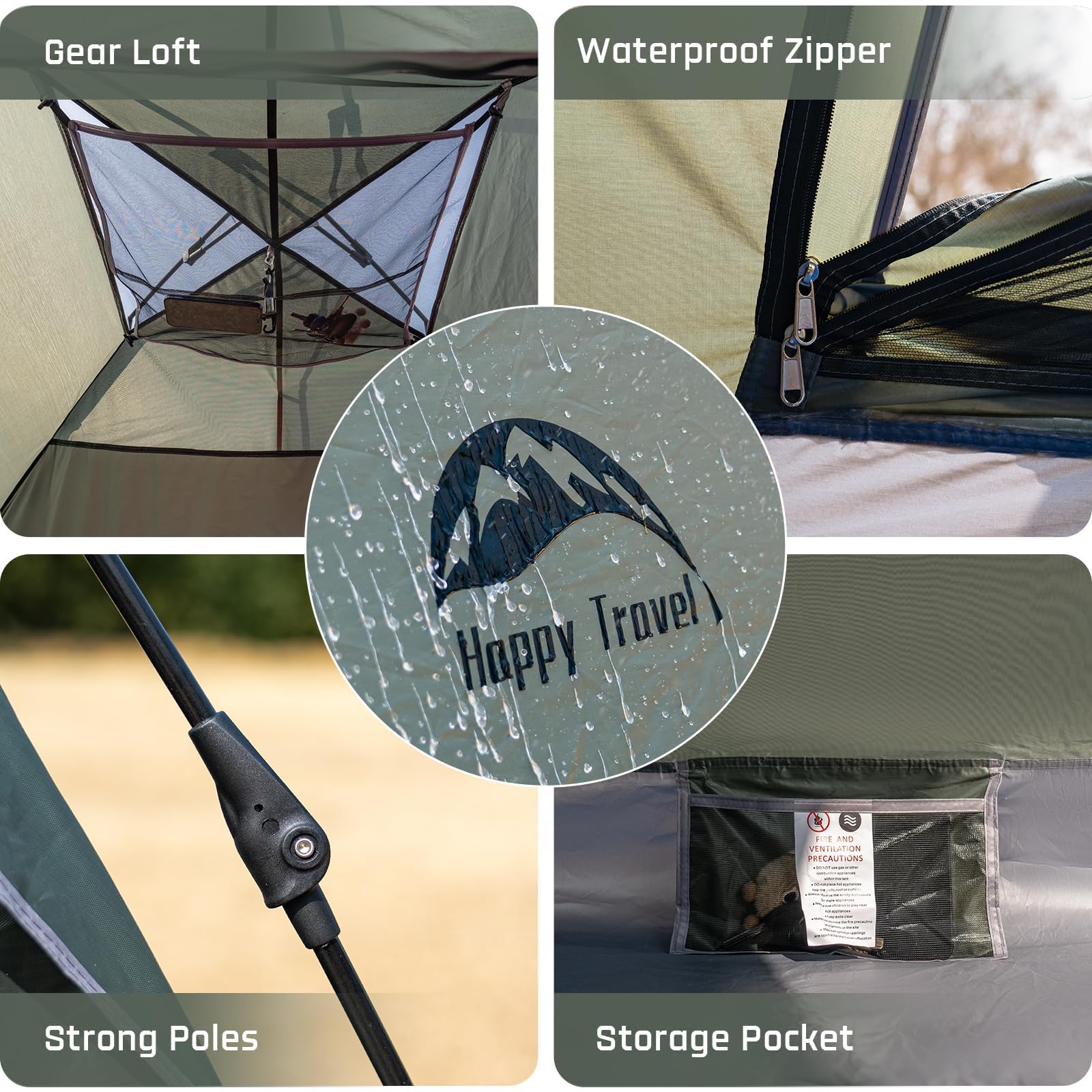 Happy Travel tent wind-stable design keeps shelter steady during gusts