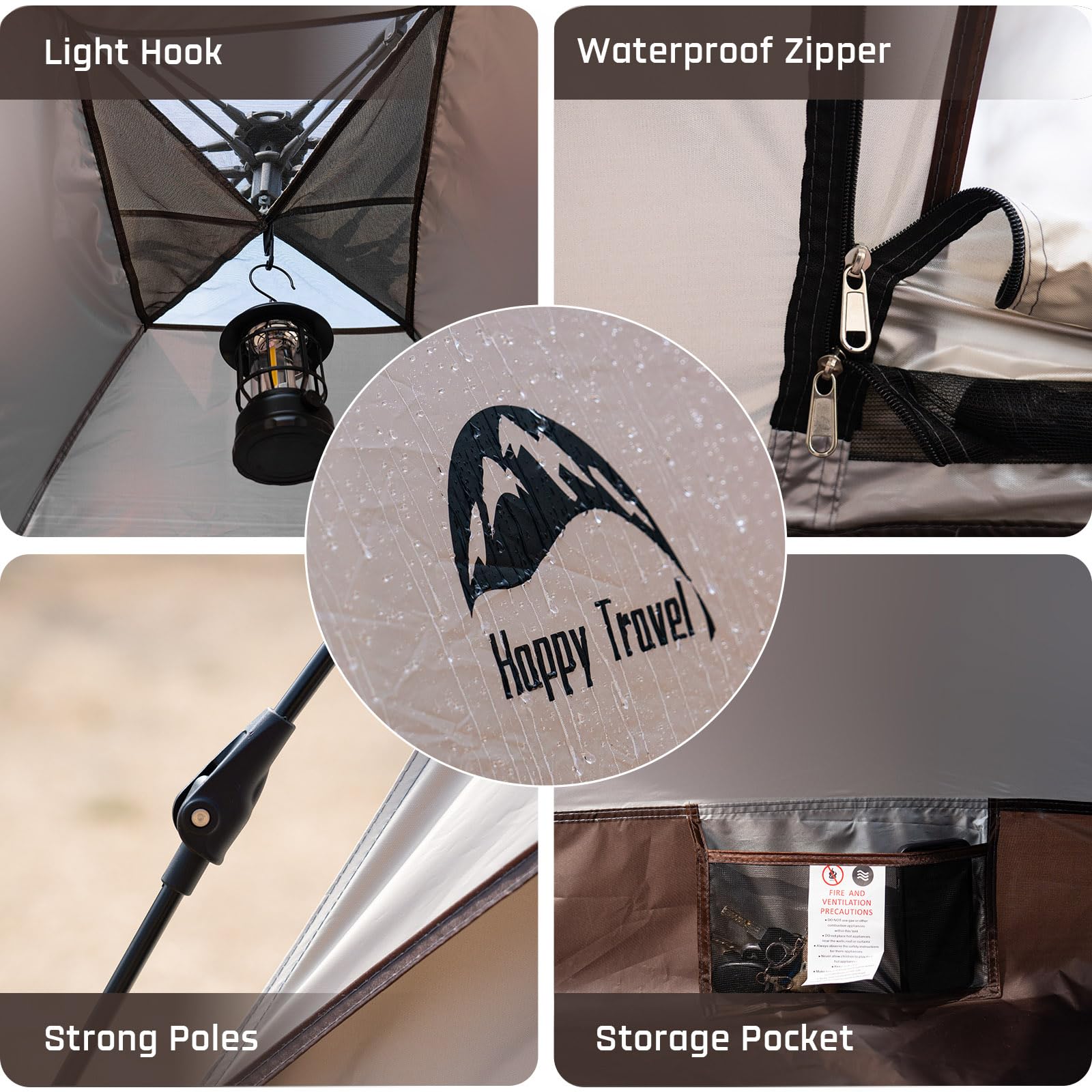 Happy Travel use for camping and hiking demonstrates versatile outdoor adventures.