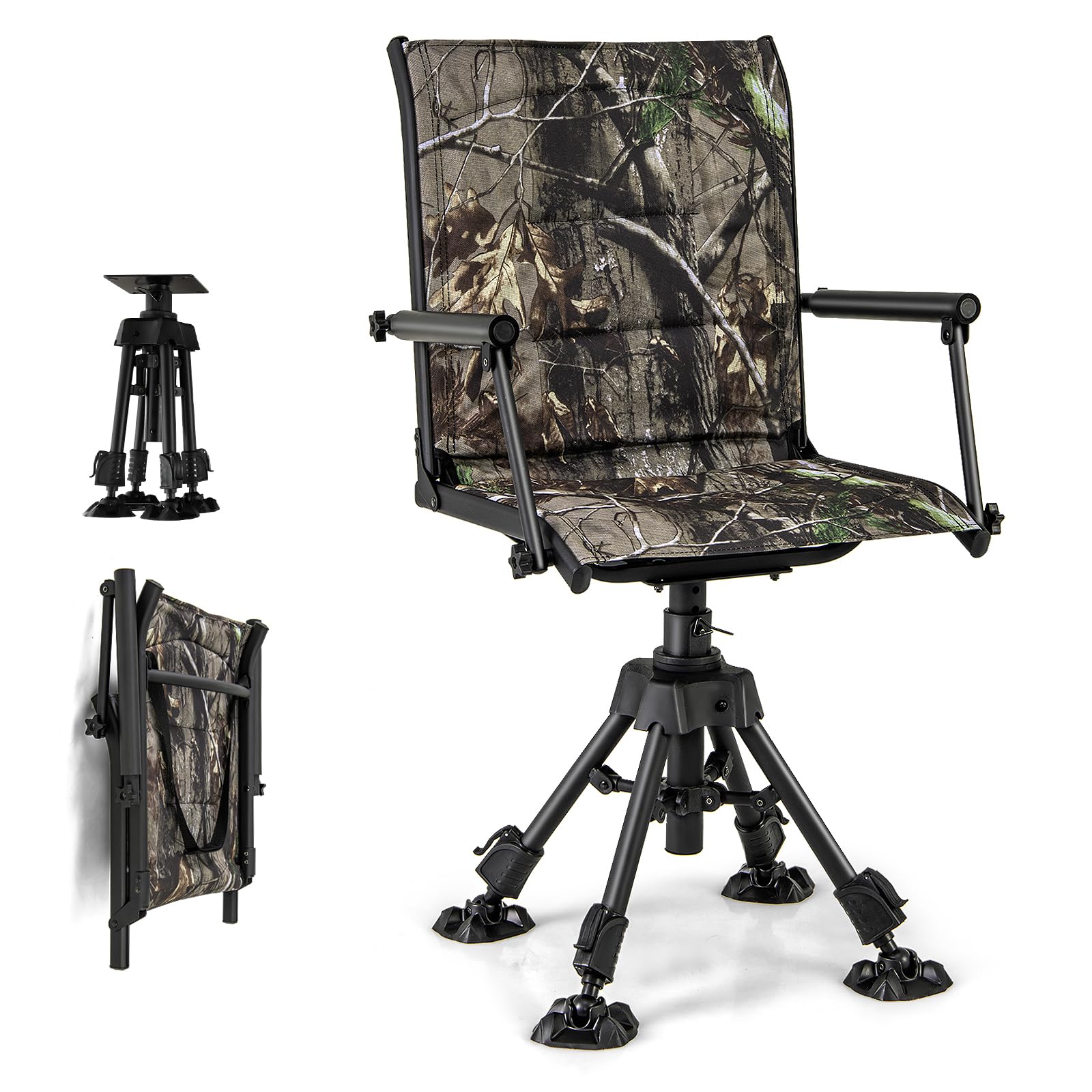 HAPPYGRILL 360° swivel base enables silent, multidirectional viewing for hunts