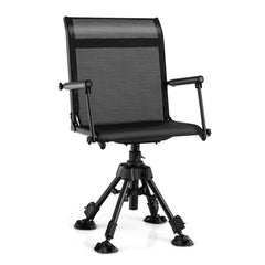 HAPPYGRILL 360° swivel hunting chair with quiet rotating base for all-direction viewing.