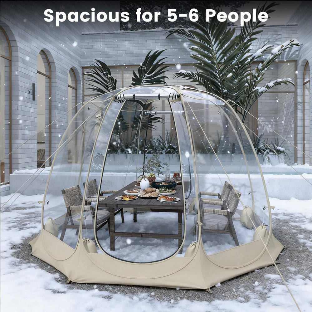 Through the tent’s windows, airflow and breathable comfort are enhanced.