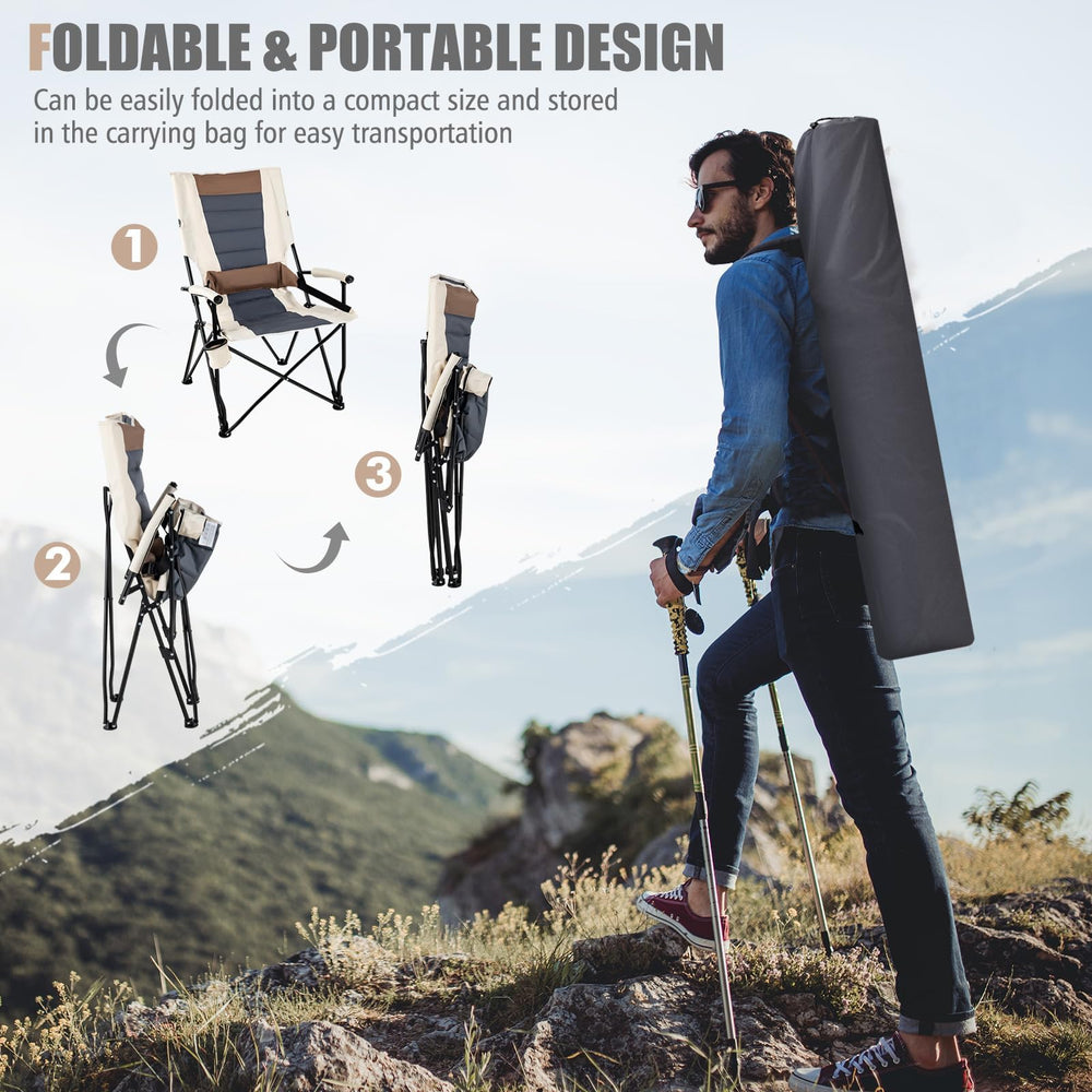 HAPPYGRILL chair dimensions 25 by 28.5 by 40 inches for versatile use.