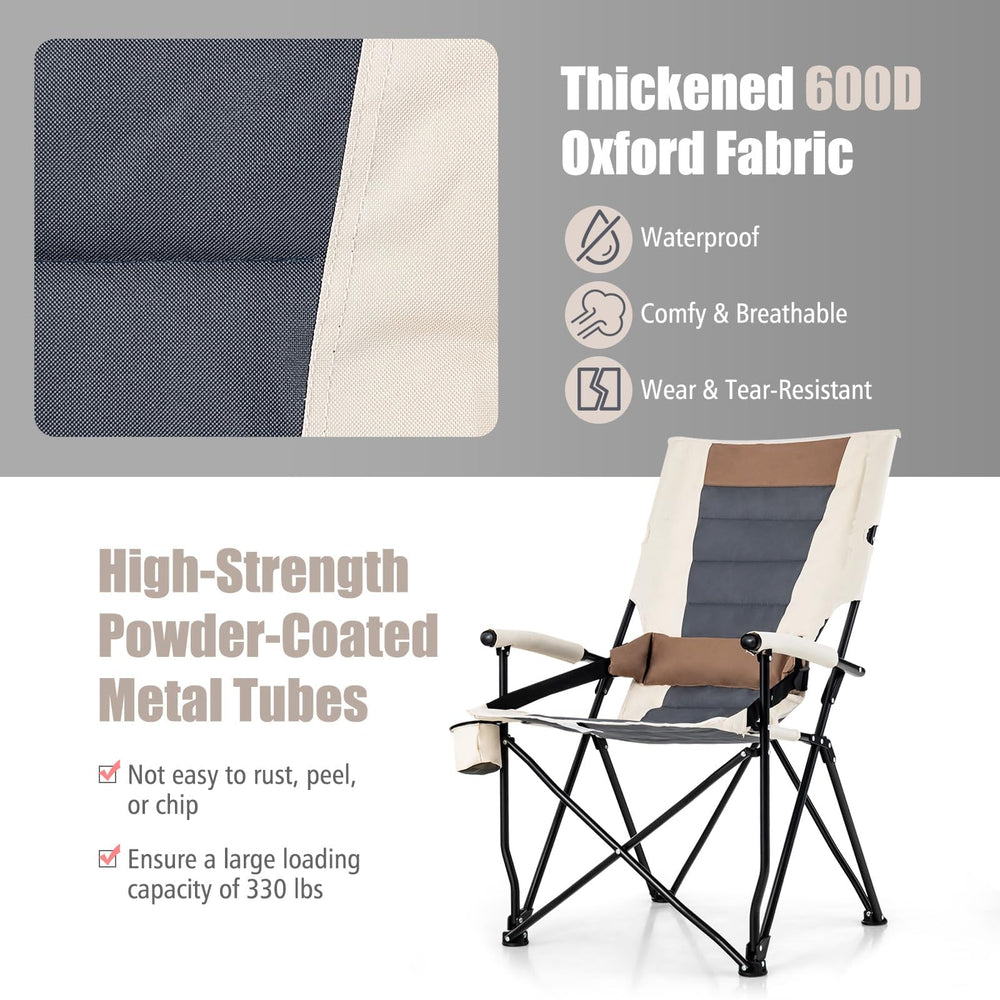 HAPPYGRILL chair supports up to 330 lbs with sturdy hardware.