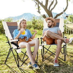HAPPYGRILL chair features an X-shaped frame for stable, reliable support.