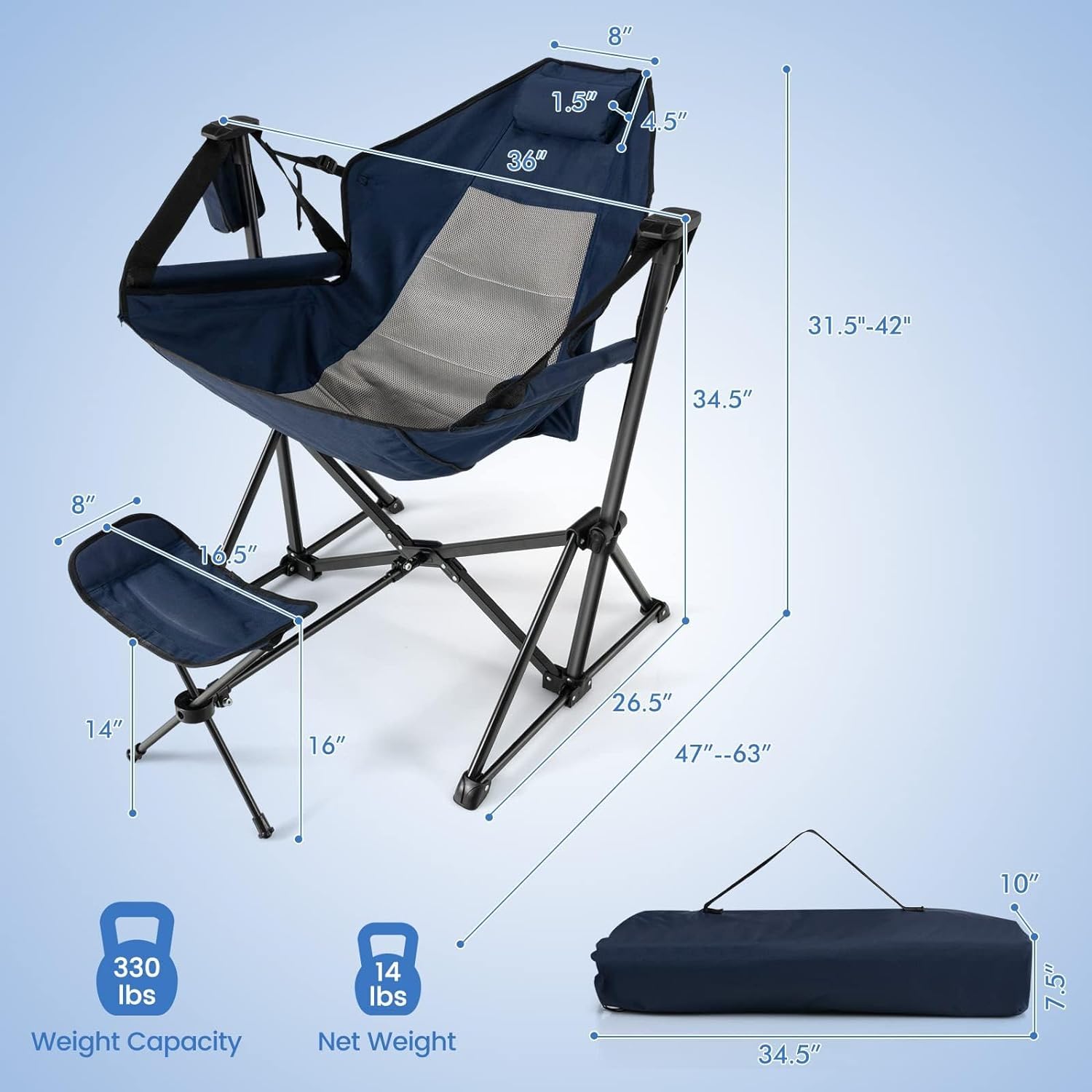 HappyGrill hammock chair adjustable angle for personalized reclining.