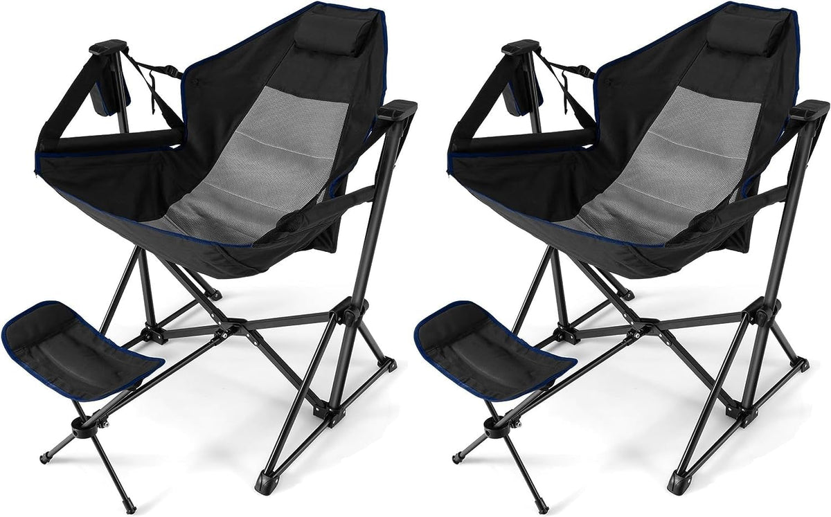 HAPPYGRILL hammock chair footrest extended for customizable comfort.