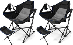 HAPPYGRILL hammock chair footrest extended for customizable comfort.