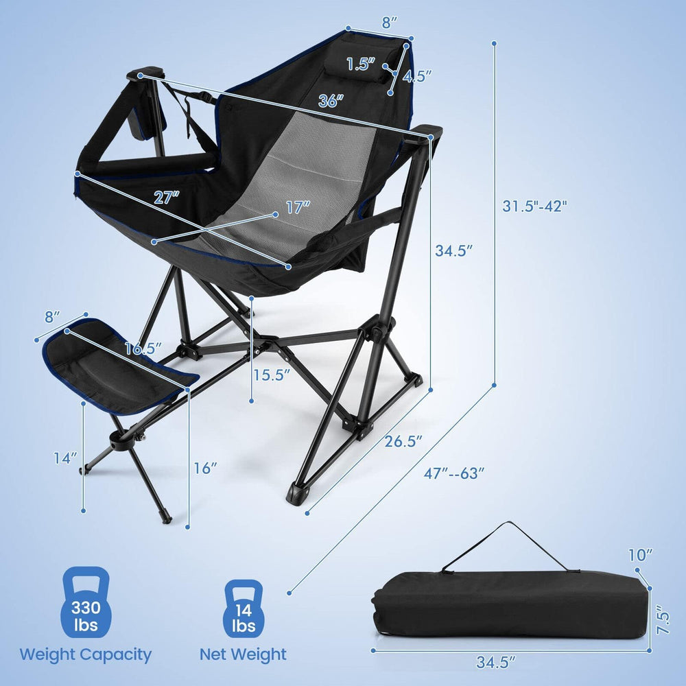 HAPPYGRILL hammock chair side cup holder keeps drinks within reach.