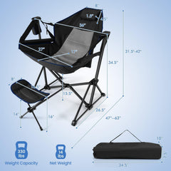 HAPPYGRILL hammock chair side cup holder keeps drinks within reach.