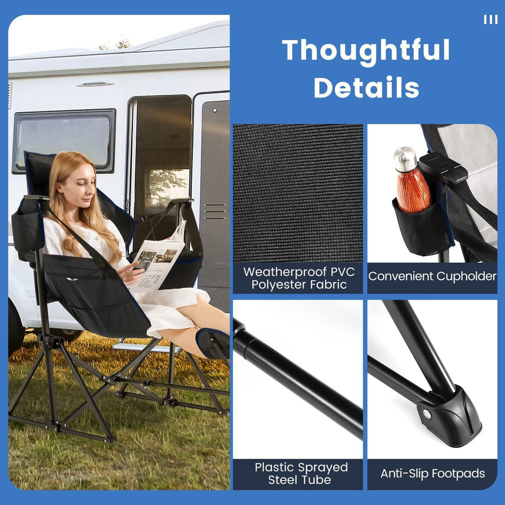 HAPPYGRILL hammock chair weather-resistant PVC polyester fabric.