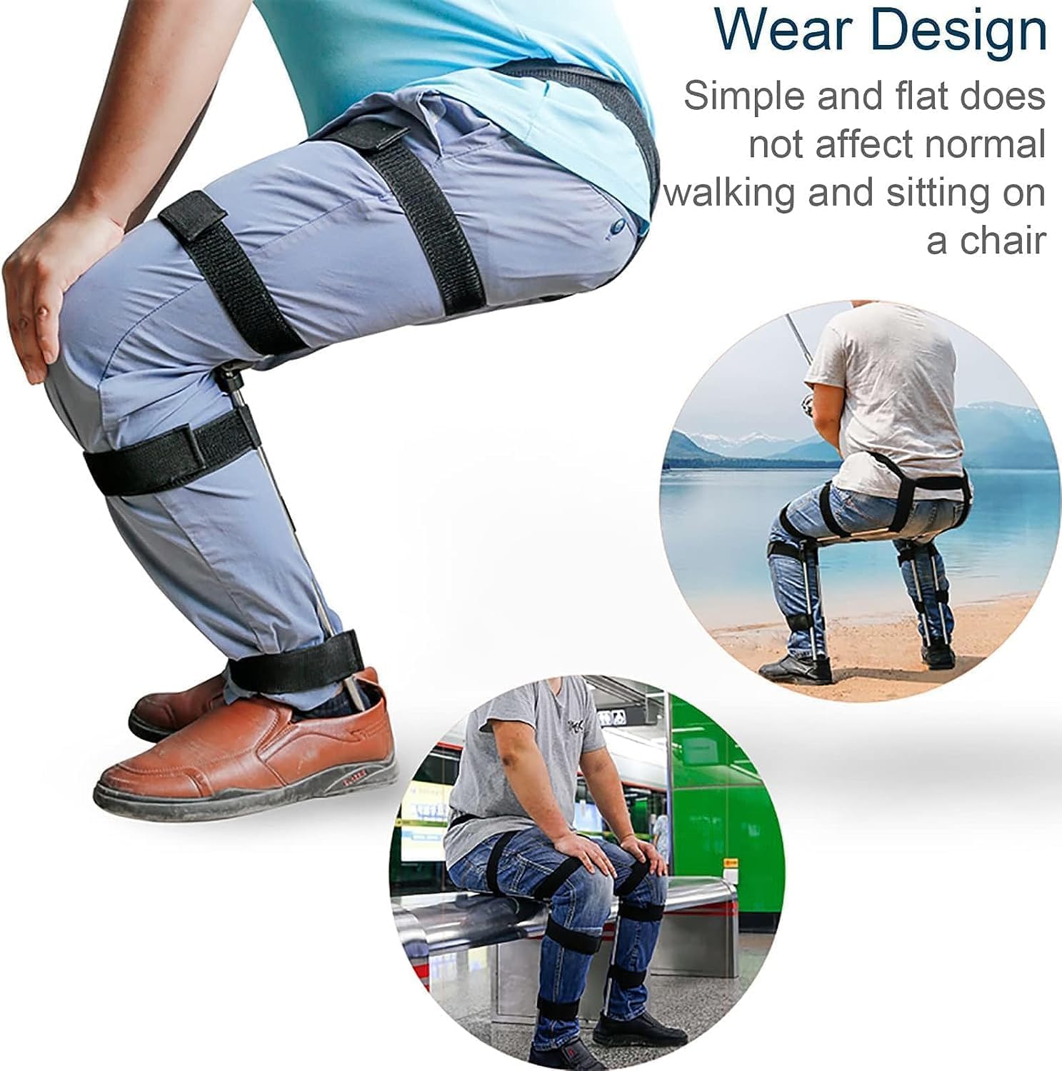 Happymiss wearable invisible seat in crowded transit, convenient for bus or subway waits.