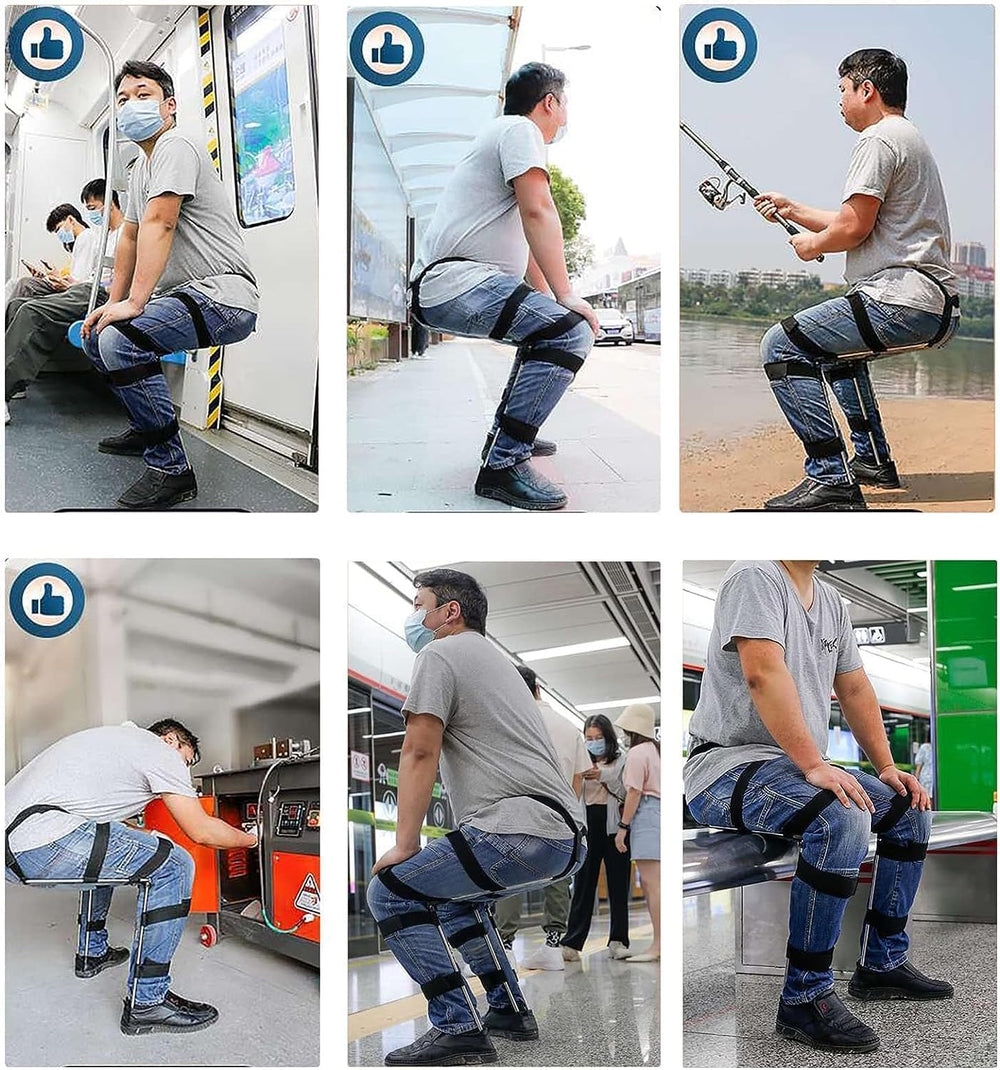 Happymiss wearable invisible seat outdoors, ideal for fishing or camping breaks.