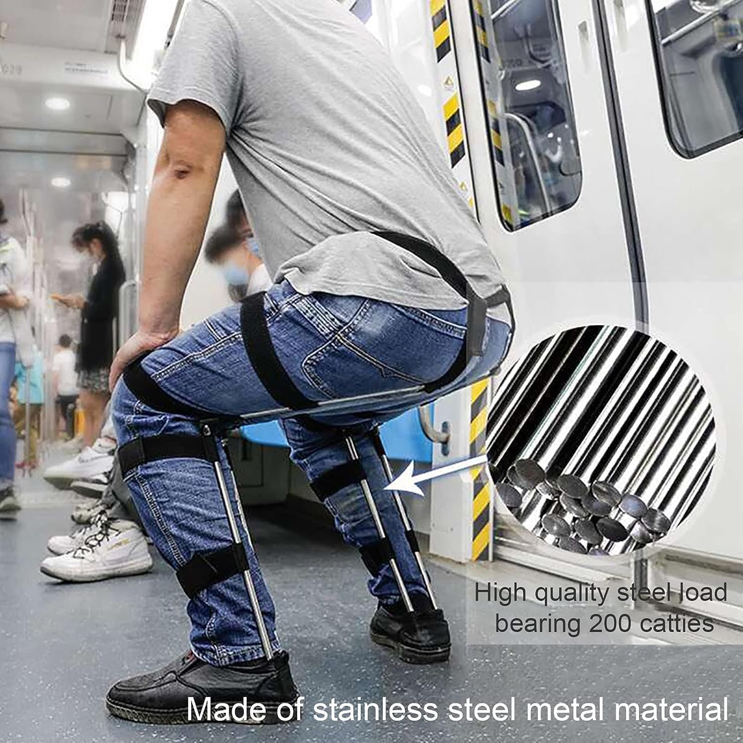 Happymiss wearable invisible seat with steel bar design supports up to 100 kg.