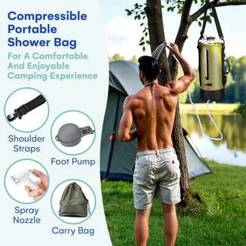 HappyPo extra-long hose reaches elevated bags for easier rinsing on uneven ground.