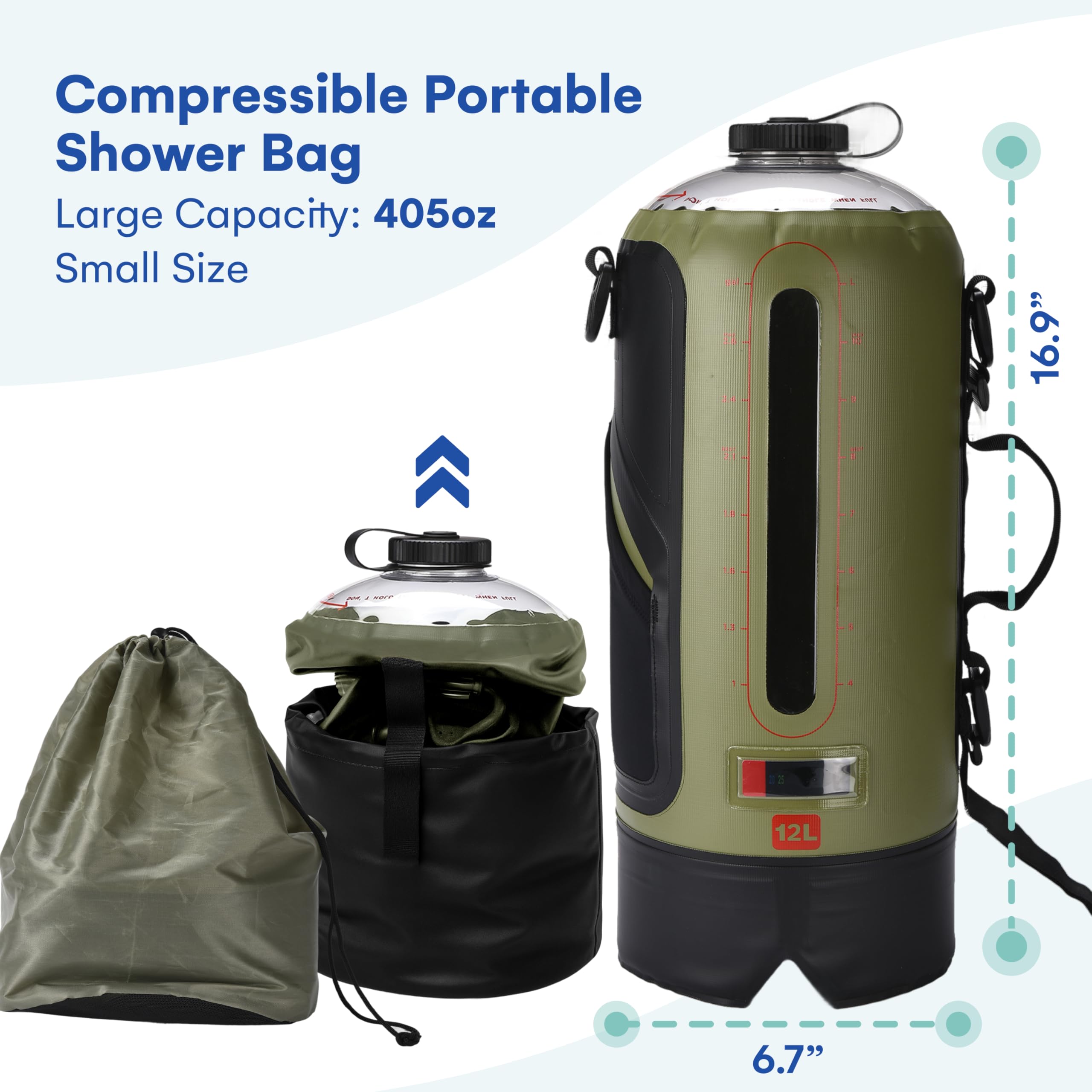 HappyPo foot pump action increases pressure for steady outdoor showers.