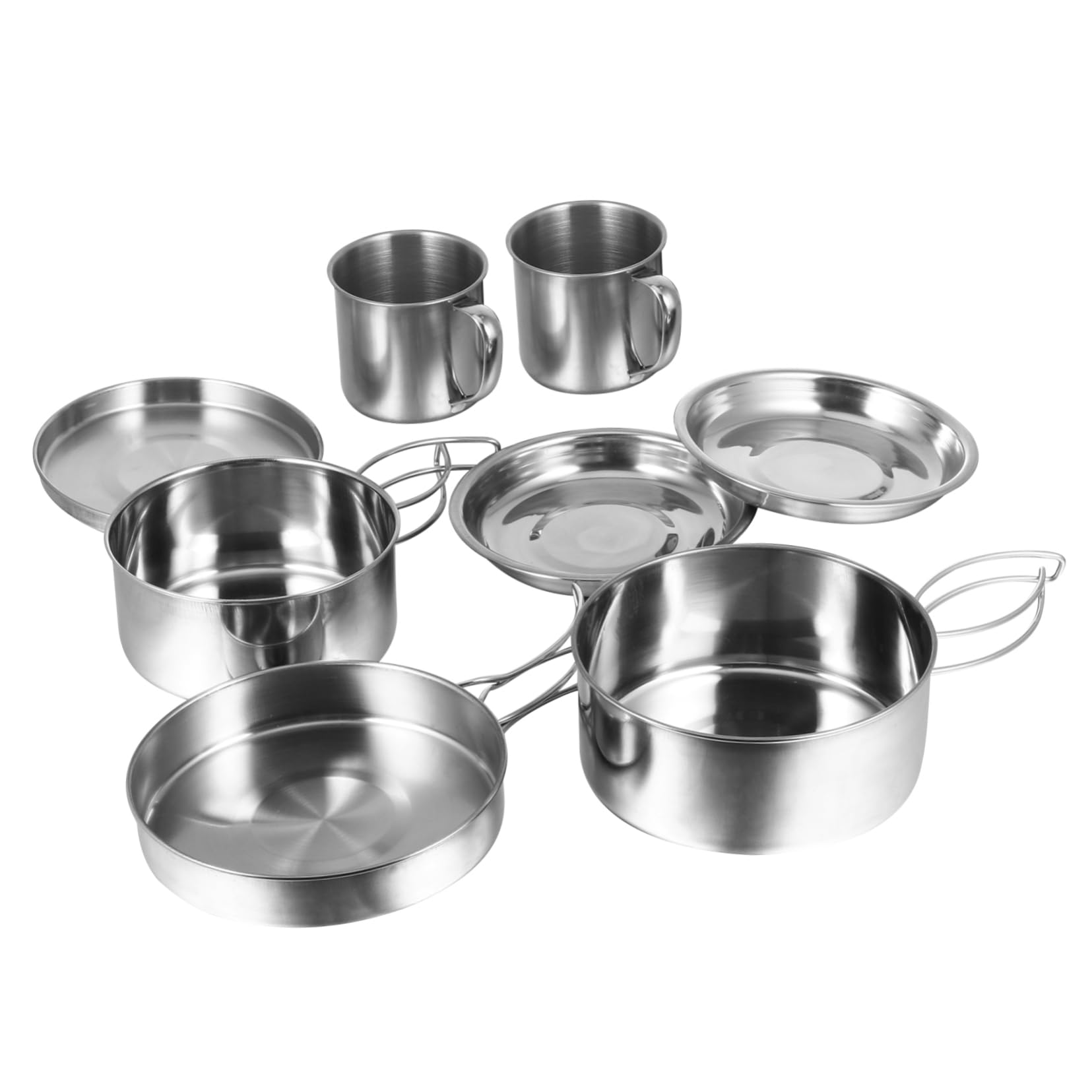 Happyyami 8pc camping cookware set, durable and easy to transport during outdoor meals.