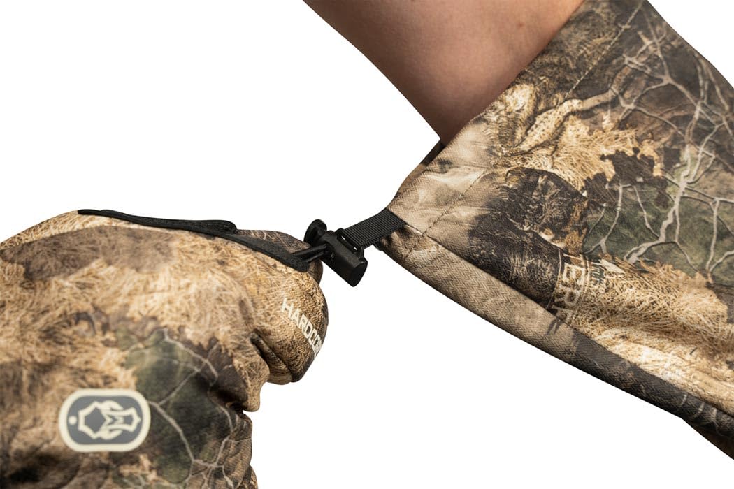 HARD CORE DECOYS Finisher Extreme Glove leather palms ensure secure grip on wet decoys.