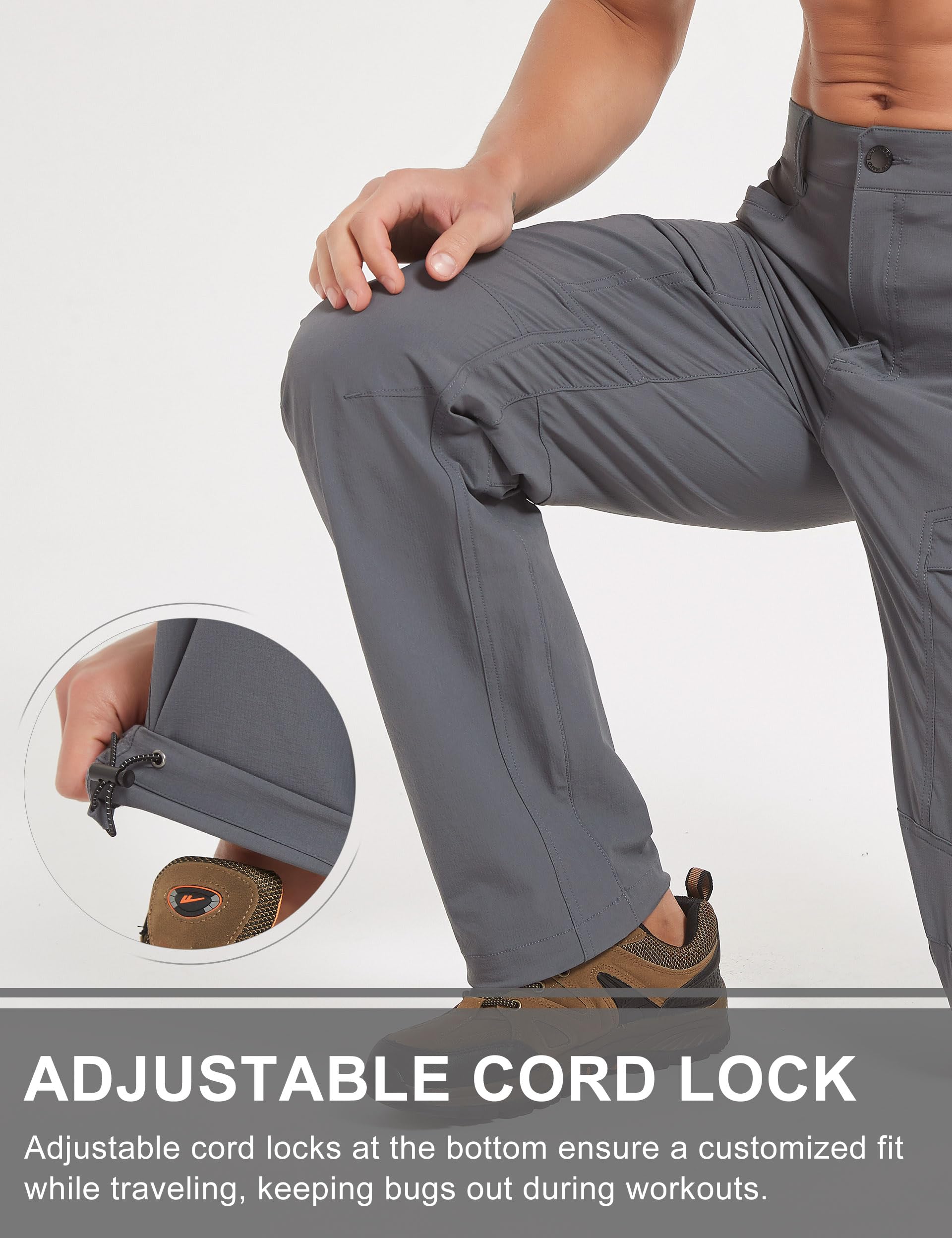 HARD LAND durable ripstop fabric pants resist wear on rugged trails.