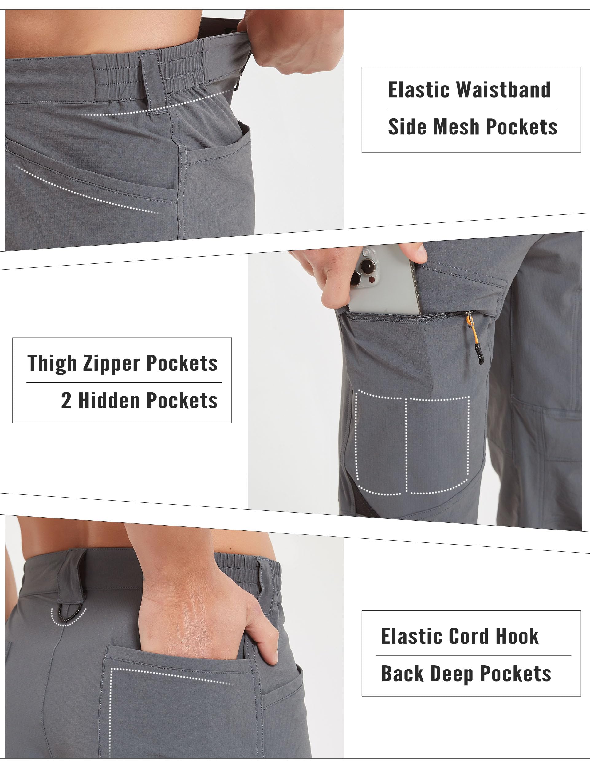 HARD LAND gray hiking pants offer UPF 50+ sun protection.