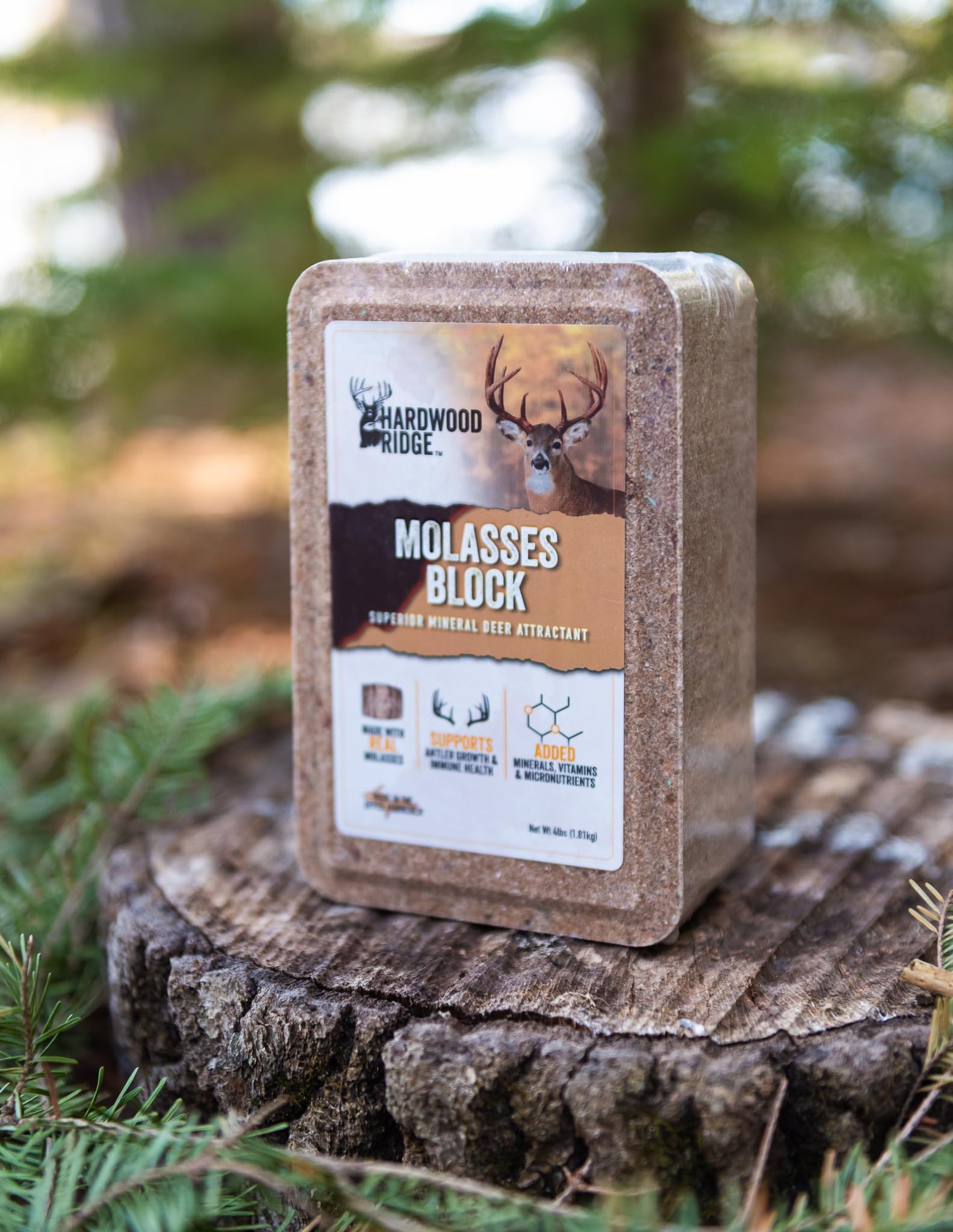 Hardwood Ridge deer salt lick block placed near a trail to draw wildlife