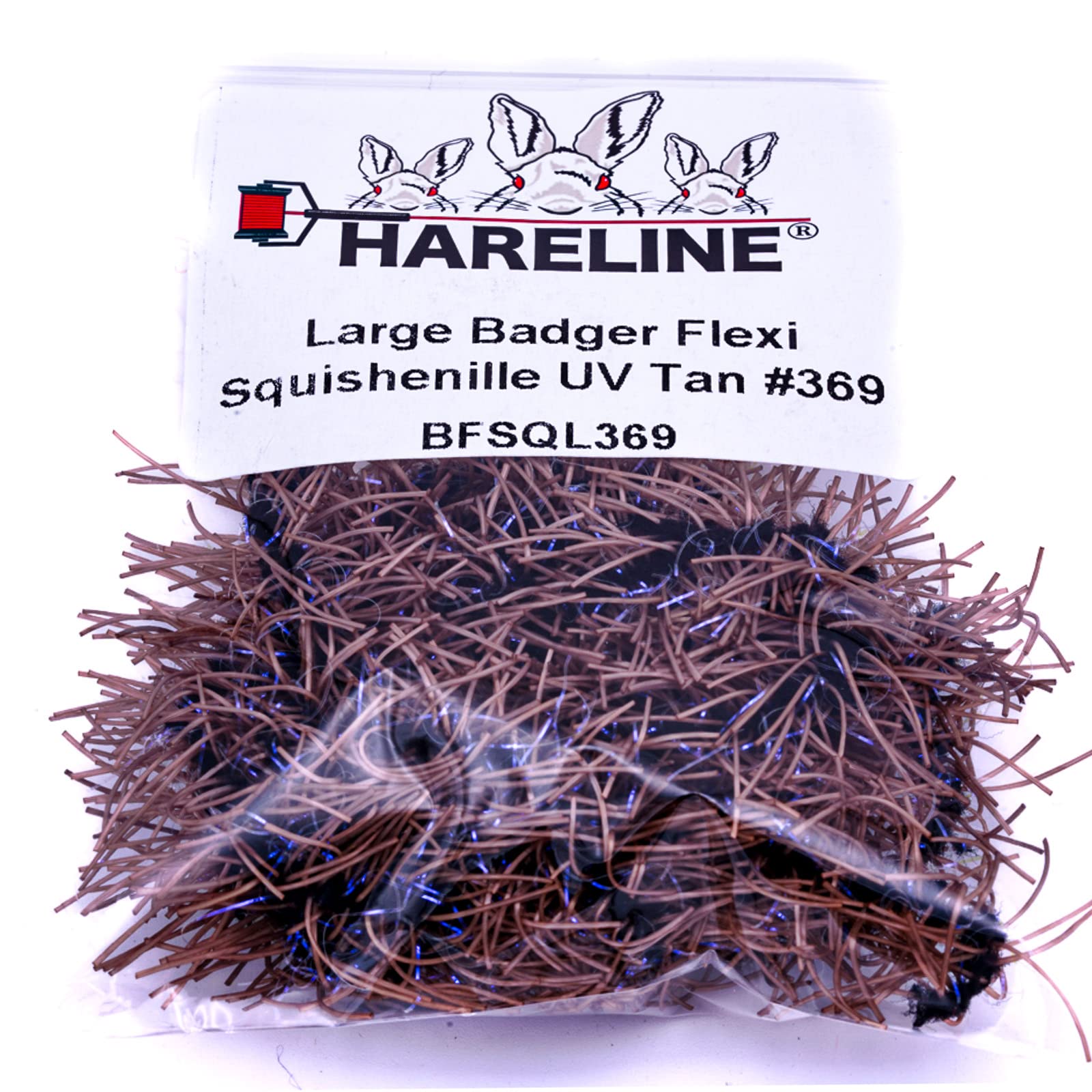 Hareline Badger Flexi Squishenille UV 369 Large Tan adds realistic texture to flies when wrapping.