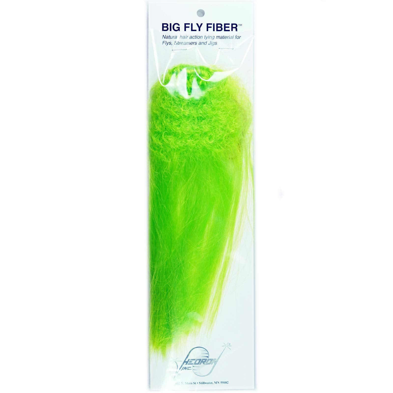 Hareline Big Fly Fiber Green close-up, curled ends add bulk.