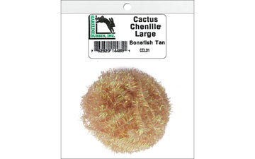 Hareline Cactus Chenille on spool in bonefish tan for bold fly-tying accents.