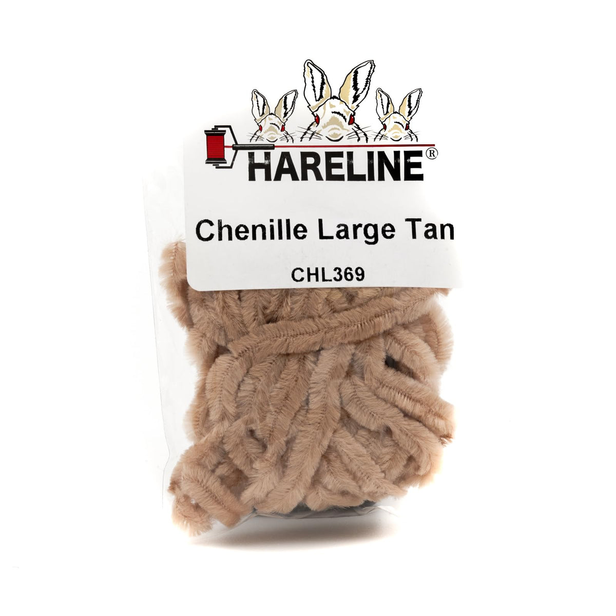 Hareline Chenille #369 Large Tan for buggy-looking fly bodies and easy winding.