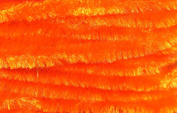 Hareline Chenille Medium Carded Orange for bulky, fuzzy fly bodies and textures.