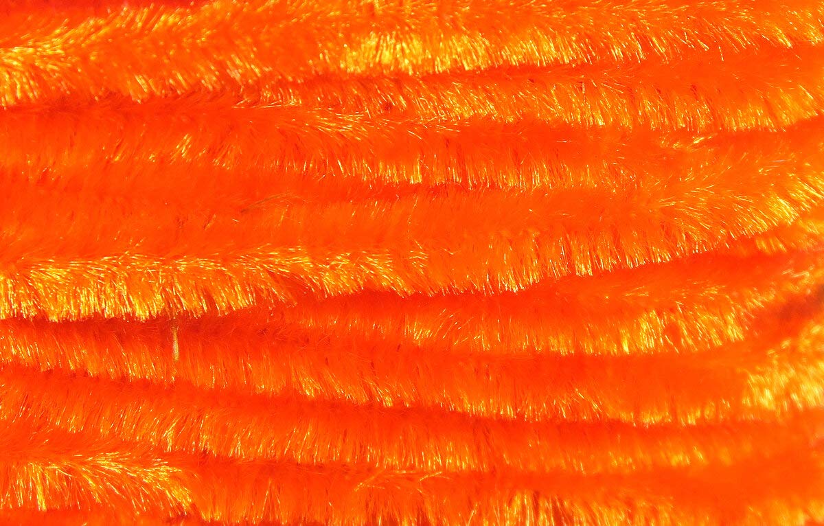 Hareline Chenille Medium Carded Orange for bulky, fuzzy fly bodies and textures.