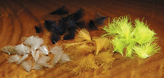 Hareline Cul De Canard Oiler Puffs Tan provides buoyant, oil-saturated CDC feathers for emerger flies